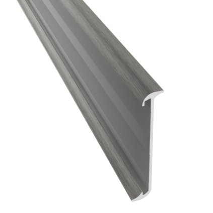 Aluminium gebogen plint 60x15 RVS (ook tbv PVC)