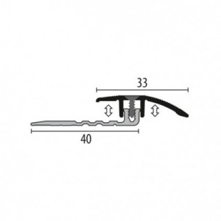 Overgangsprof. Kuberit PVC klik 4-9,5 mm RVS 1 m¹