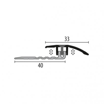 Overgangsprof. Kuberit PVC klik 4-9,5 mm RVS 1 m¹