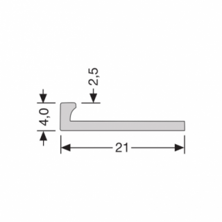 In-egaliseer eindprofiel 2,5 mm PVC gepolijst