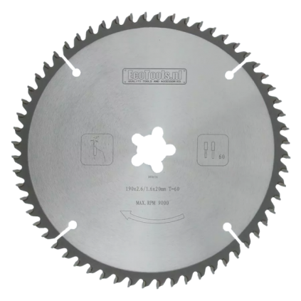Cirkelzaagblad Prof 190x1,8x20 60T [alu/trespa]