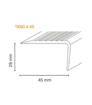 Trapkant kunststof TKNG A45 aluminium 1160